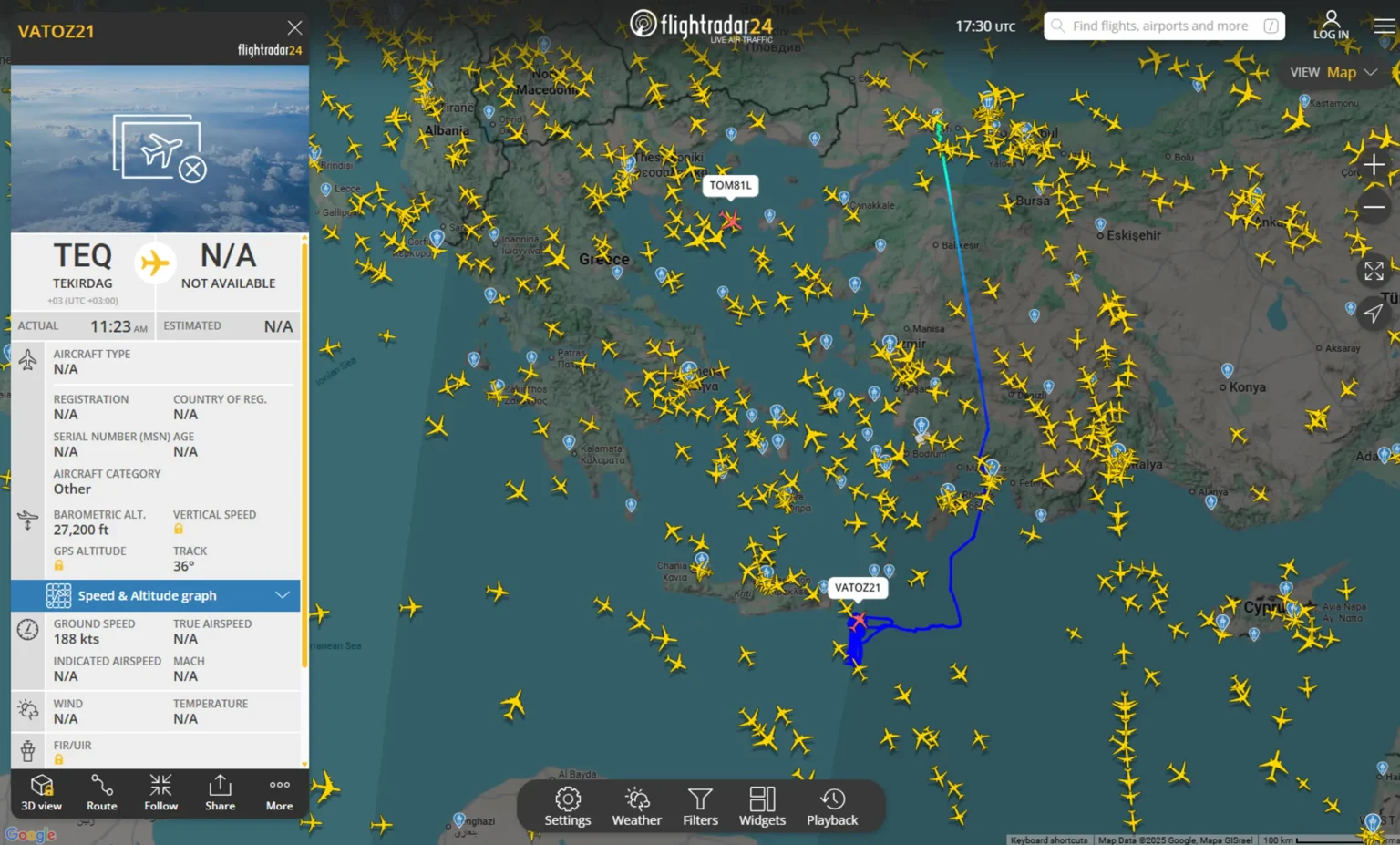 Συνεχίζουν το προκλητικό σόου οι Τούρκοι με UAV και όχι μόνο έξω από την Κρήτη «υπέρ της Γάζας»