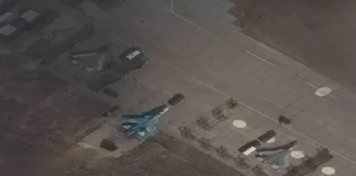 Δύο Su-57 και ένα Su-34 στο αεροδρόμιο Shagol. Πηγή: Exilenova+