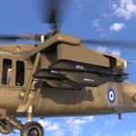 Κοντινή λήψη AHM-2X σε pylon ελικοπτέρου Black Hawk