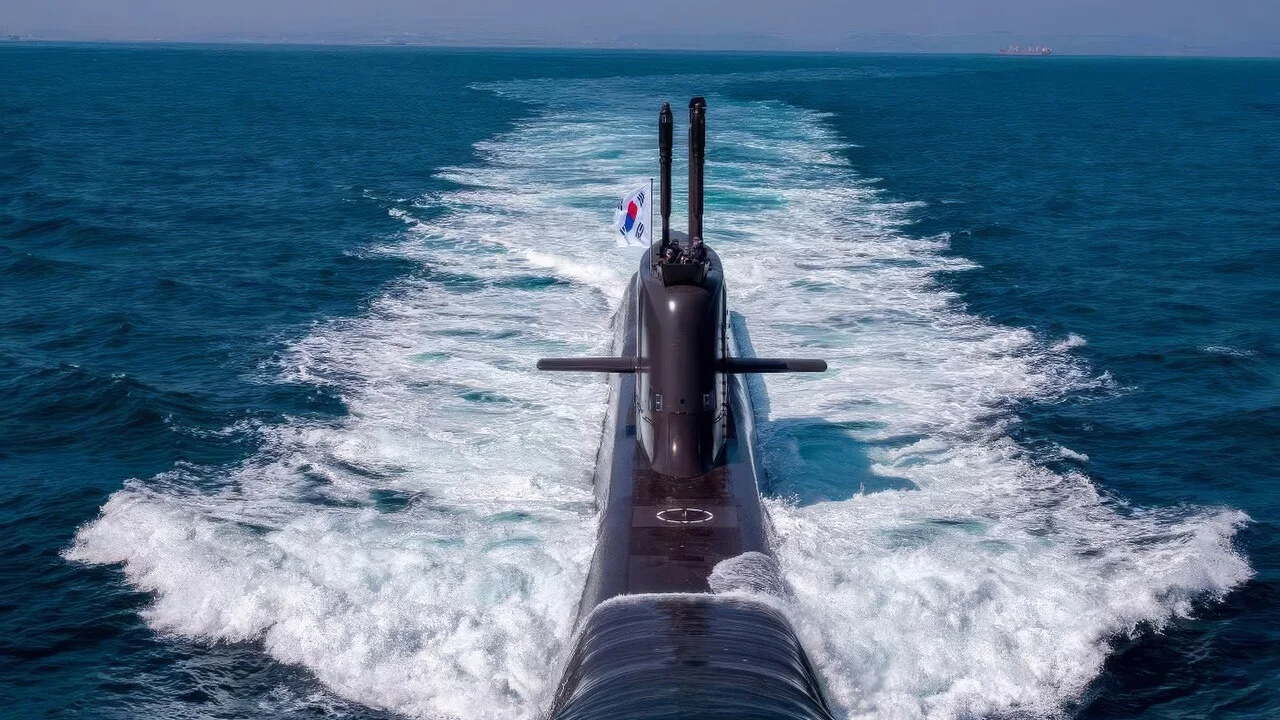 Το υποβρύχιο ROKS Shin Chae-ho κλάσης KSS-III σε πλεύση ανάδυσης