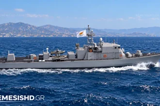 Ψηφιακή απεικόνιση περιπολικού ανοικτής θαλάσσης με κυπριακή σημαία για τη συμφωνία Κύπρου και Ισραήλ