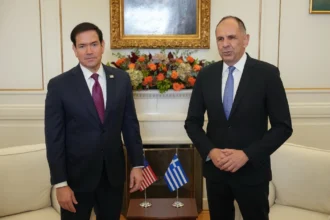 Μάρκο Ρούμπιο και Γιώργος Γεραπετρίτης στην Αθήνα κατά τη συνάντηση Ελλάδας και ΗΠΑ