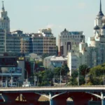 Θέα του Βορονέζ από την αριστερή όχθη του ταμιευτήρα, με τον καθεδρικό του Ευαγγελισμού